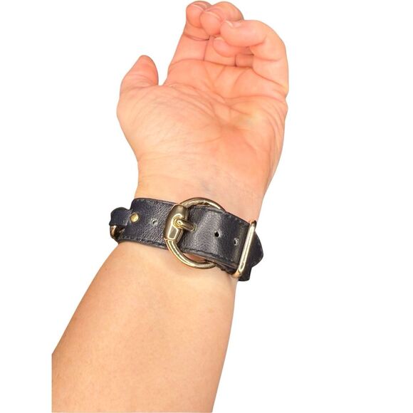 Nordstrom Black leather with gold chain wrap bracelet - Picture 4 of 6